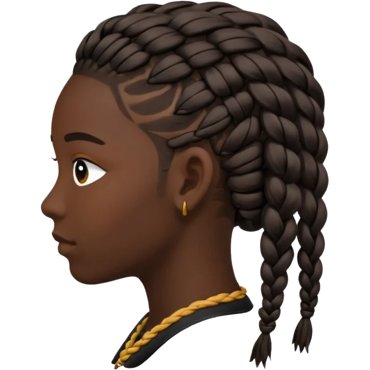silhouette of a head with braided dreadlocks emoji