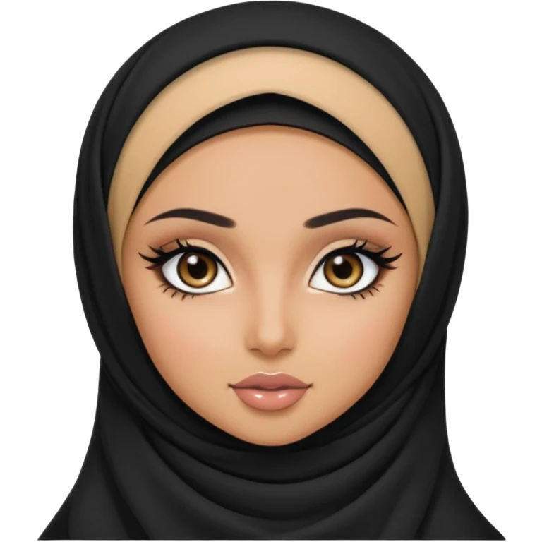 Saudi beauty, pretty bratz baddie, black eyeliner, hijabi emoji