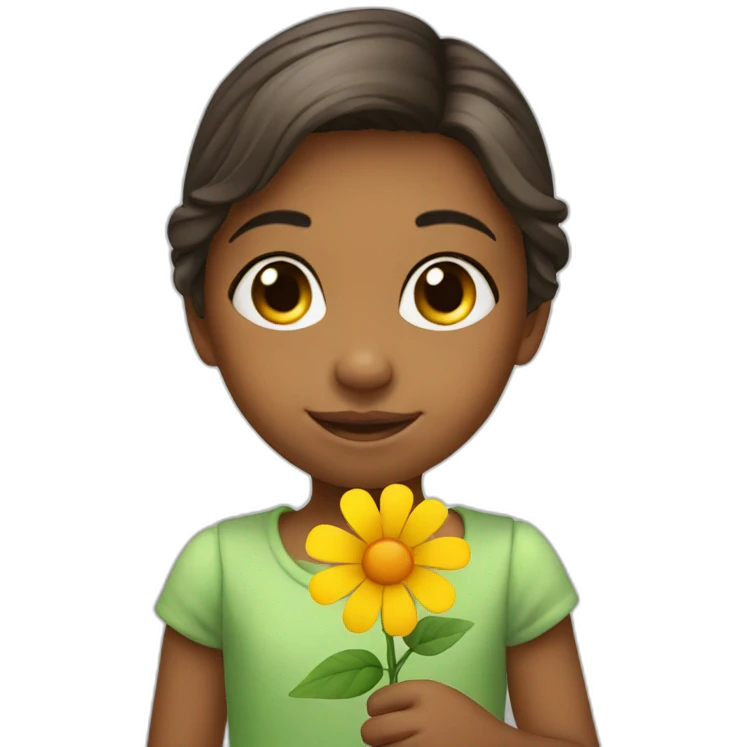 little girl with a flower emoji