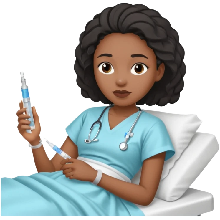 sick black woman getting syringe shot  emoji