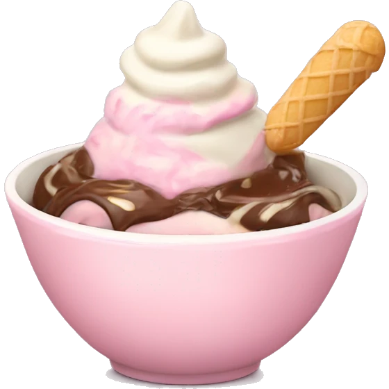 Pale pink Coquette bowl with ice cream emoji