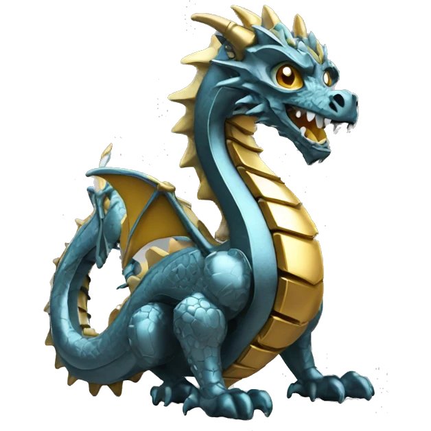 Metallic dragon with gears emoji