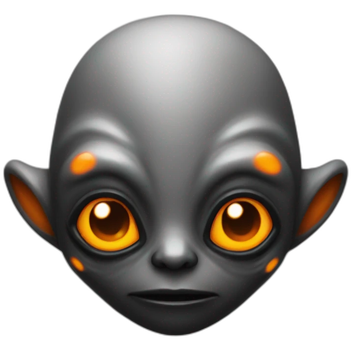 realistic alien black with orange details emoji