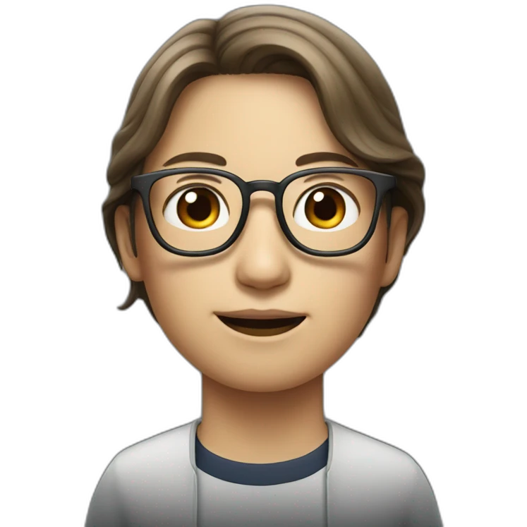 Tim cook with a brown hair Korean girl with eyeglasses emoji