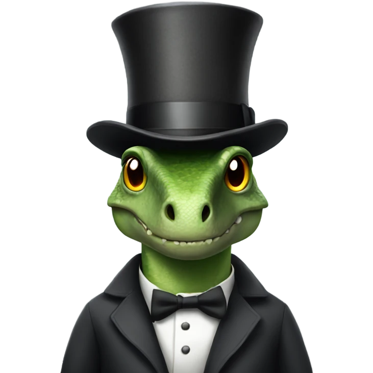 Dinosaur wearing a top hat emoji