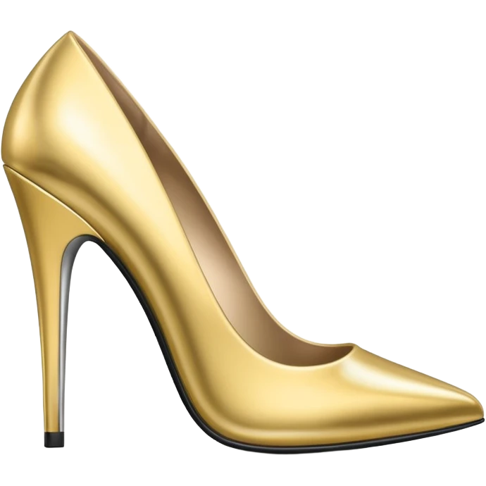 A pair of high heel shoes emoji made of polished silver chrome, elegant sharp silhouette, smooth metallic surface, glossy reflections, luxury sexy vibe, minimalistic iOS emoji style, centered, clean white background emoji