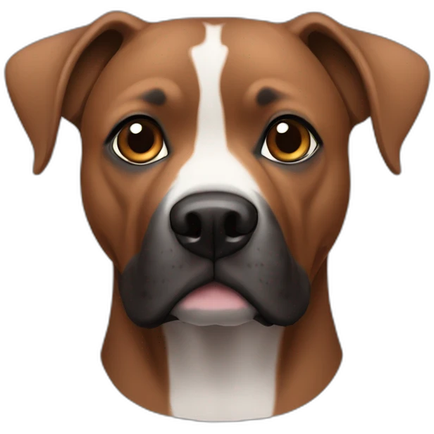 brown pitbul with black and white snout and pointy ears emoji