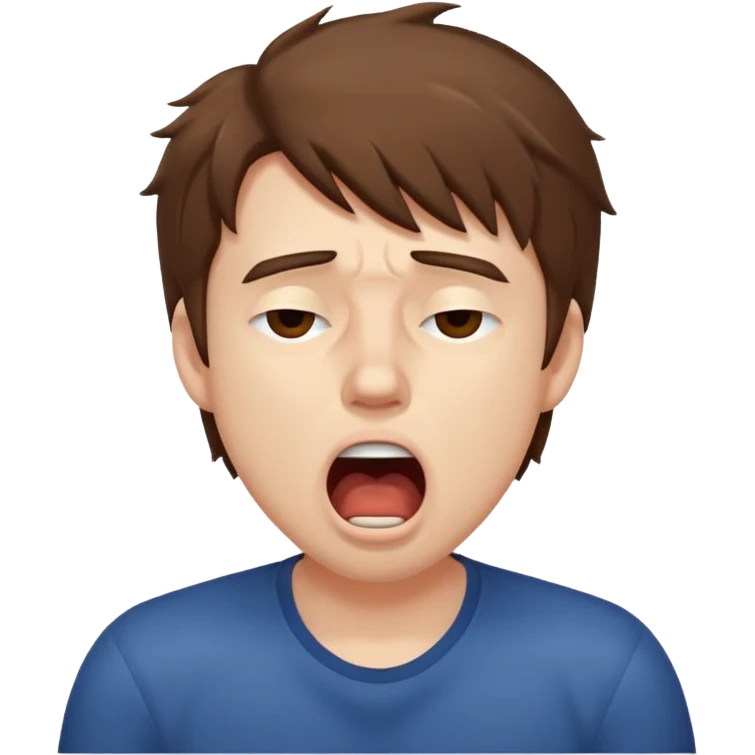 Weak man with disheveled hair yawning emoji