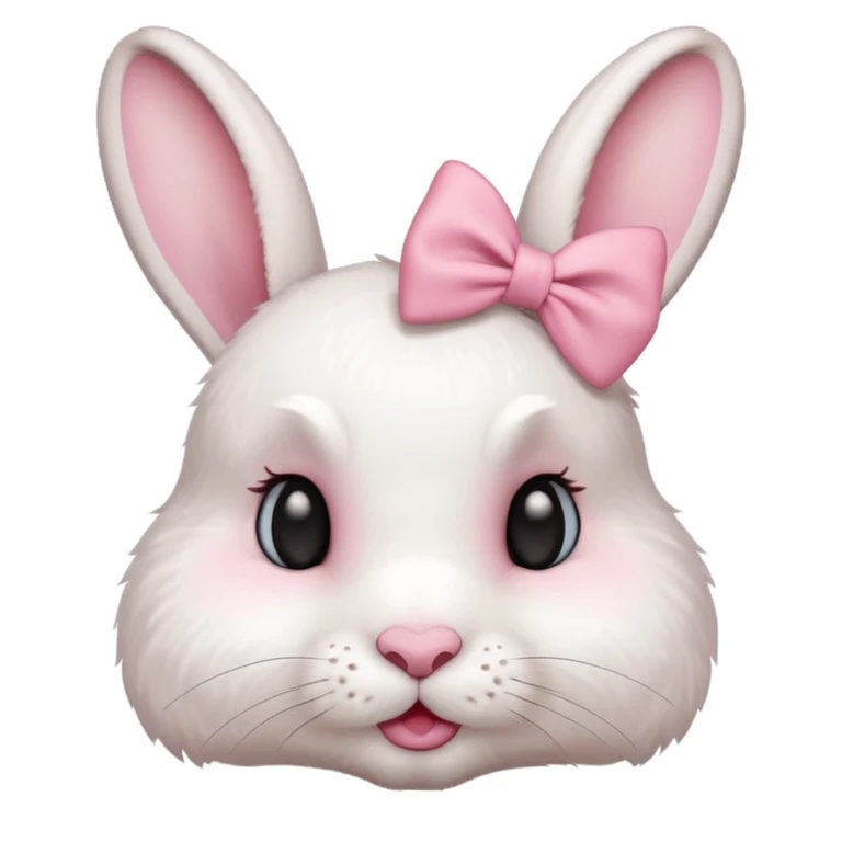 I want a cute rabbit with a bow on its ears making a kissing face  emoji