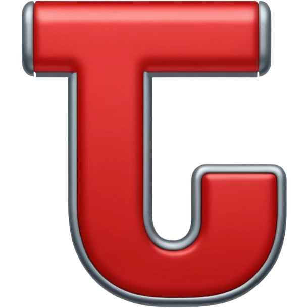 a red magnet shaped as the letter "U". the 2 end tips are color gray emoji