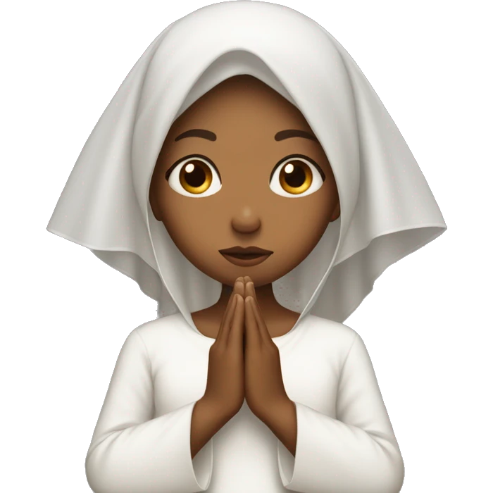 Caramel skin Girl praying for with white veil  emoji