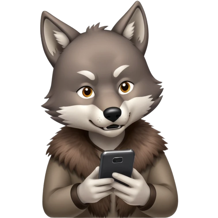 wolf checking fantasy football stats on phone emoji