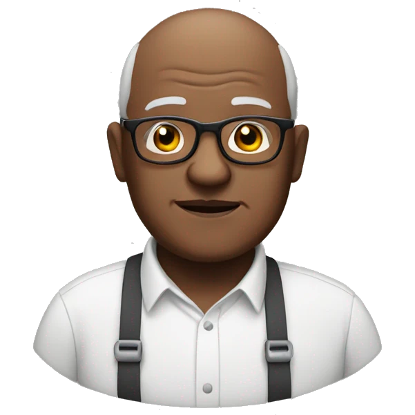 Black, elderly, glasses, bald, overweight emoji