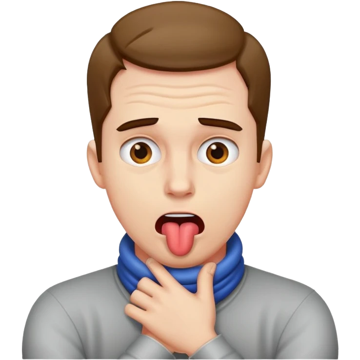 guy crossing hands around his neck mad and sticking tongue out emoji