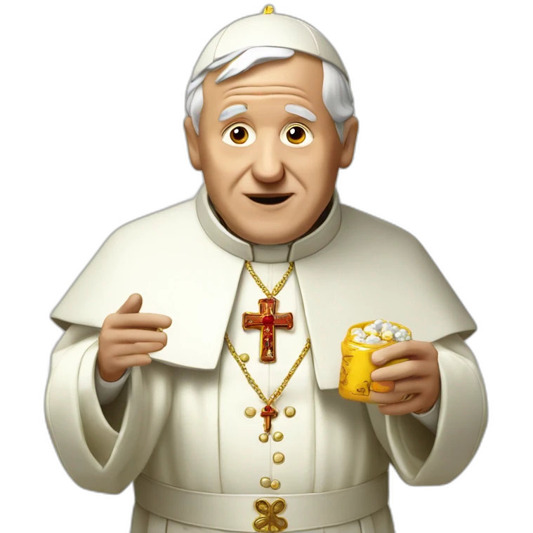 pope holding a xanax emoji