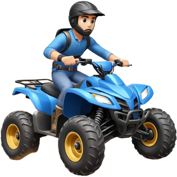 man riding an ATV, dynamic action pose, off-road vehicle, dust trail, 3D cartoon, mobile game icon style, clean background, no text, no watermark

 emoji