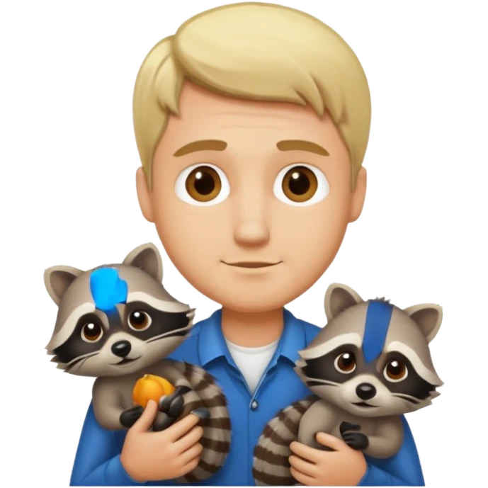 blonde man with racoon emoji