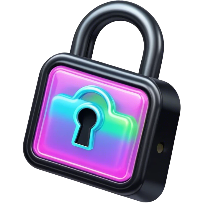Holographic black and neon lock emoji