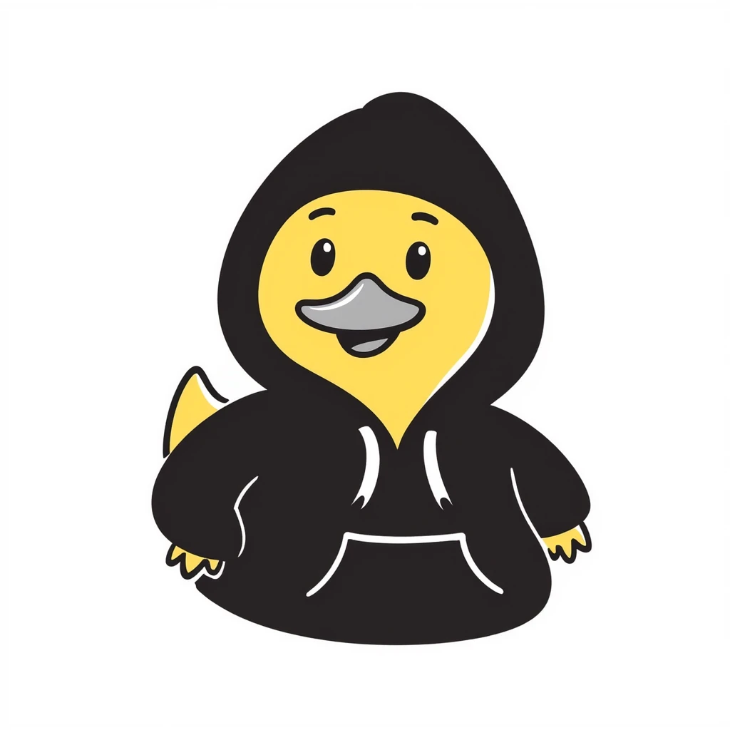 Hand-drawn rubber duck wearing a cozy hoodie emoji