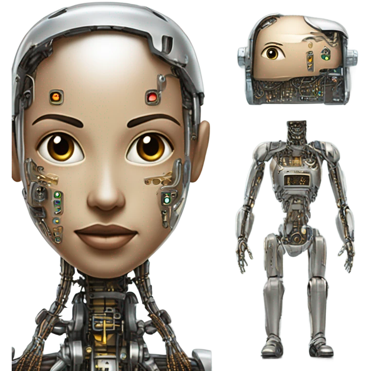 Half dark person half droid with laser emoji