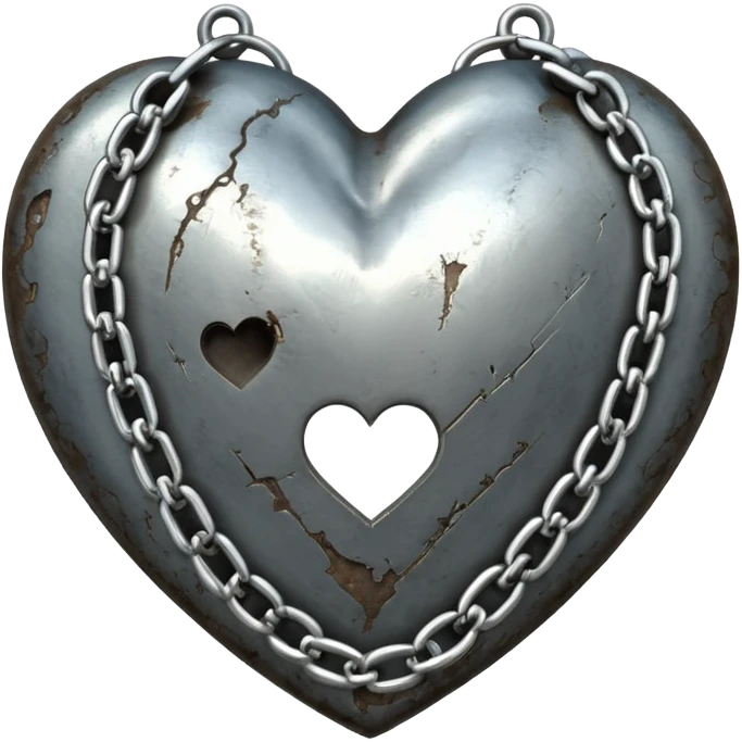 heart with a chain and grunge texture emoji