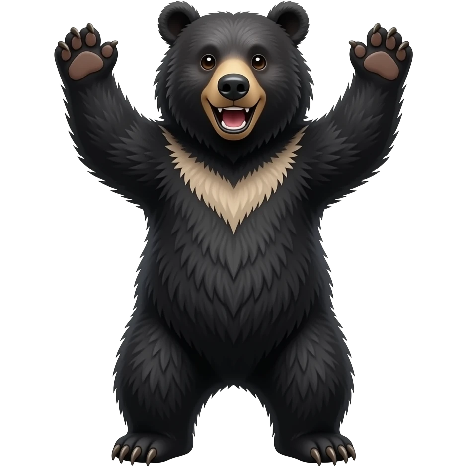 realistic celebrating black bear emoji