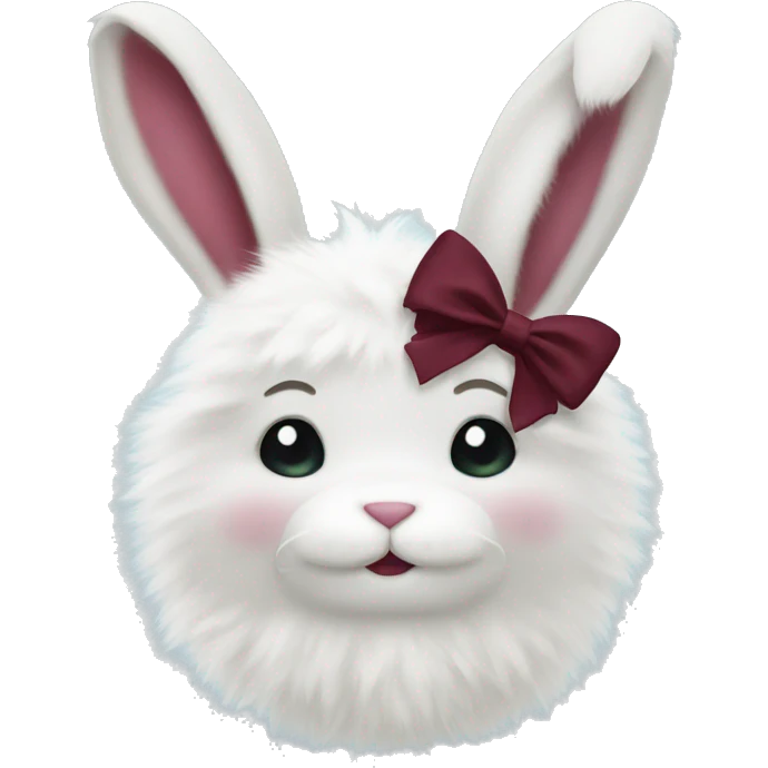 White fluffy bunny with burgundy bow emoji