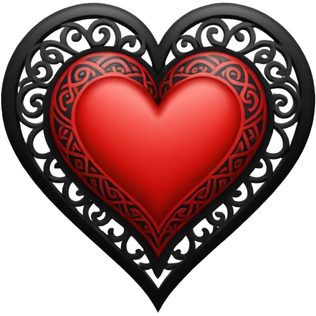 Black and red heart tattoo style emoji