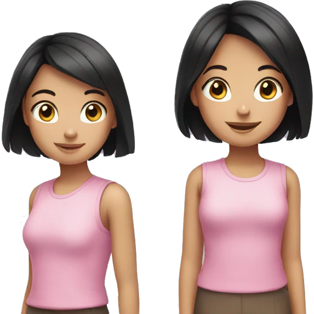 smiling girl with black hair and pink top emoji