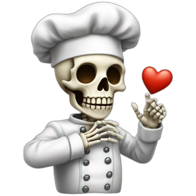 skeleton Chef's Kiss Pinched Finger heart emoji