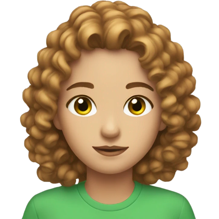 This emoji 👩🏻 but with green eyes,lashes and little curly brown hair emoji