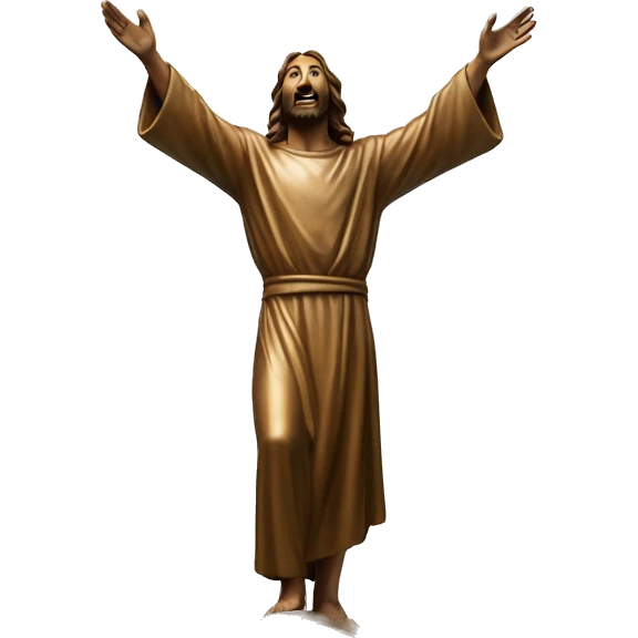 christ reaching up to sky flying bronze emoji