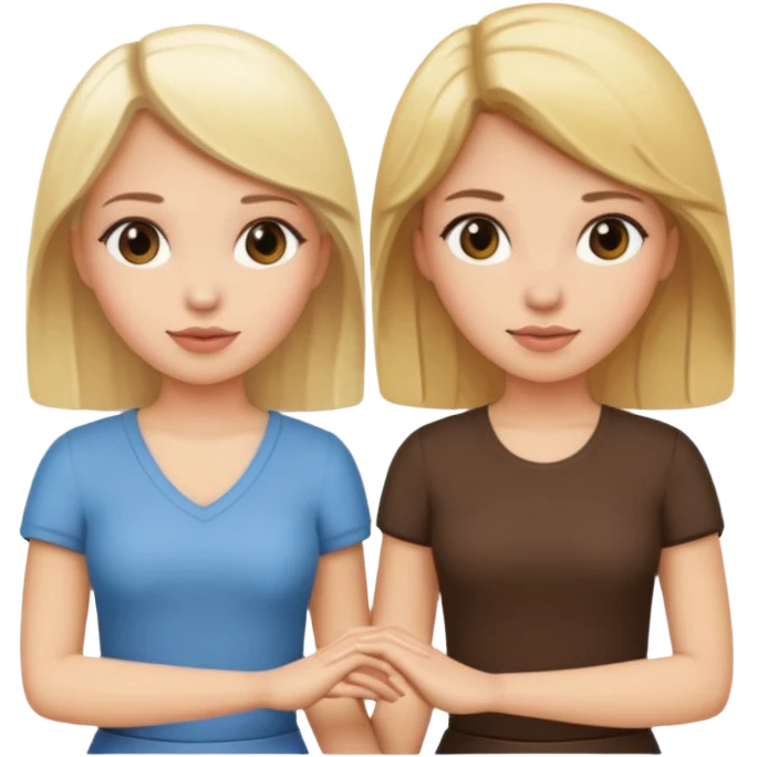 blonde and brunette women holding hands emoji