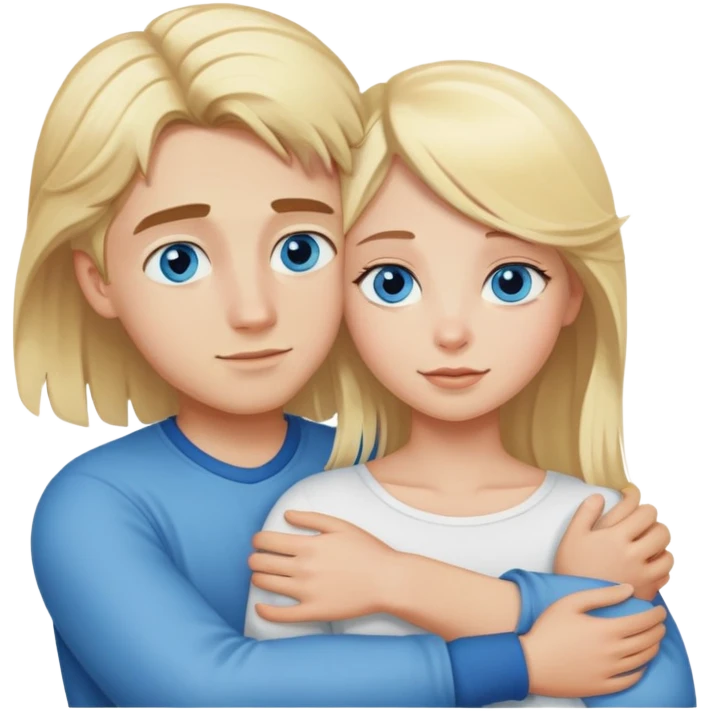 blonde girl cuddling with blue eyed blonde boy emoji