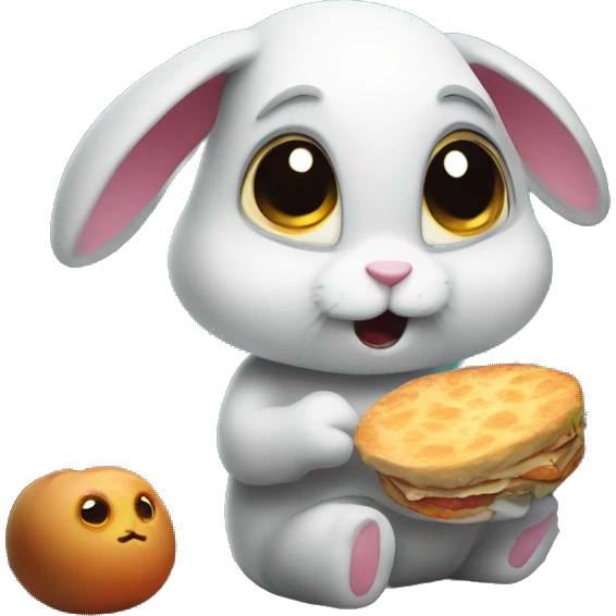 cute rabbit Lost in the scary forest having breakfast emoji