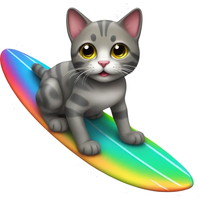 surfing rainbow cat emoji