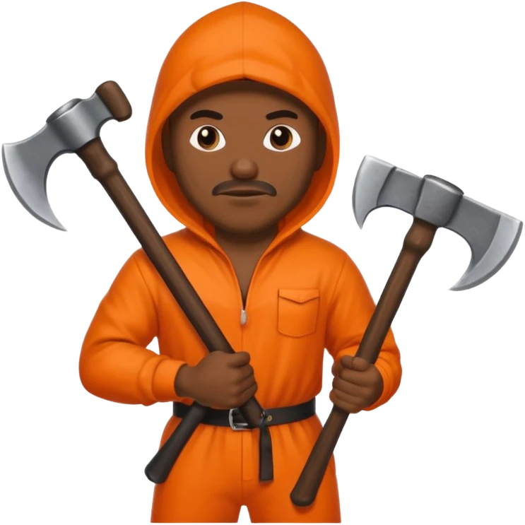 black man executioner in orange suit emoji
