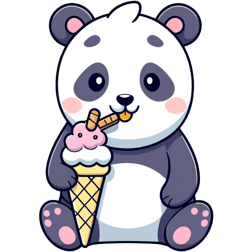 Panda eating ice cream emoji