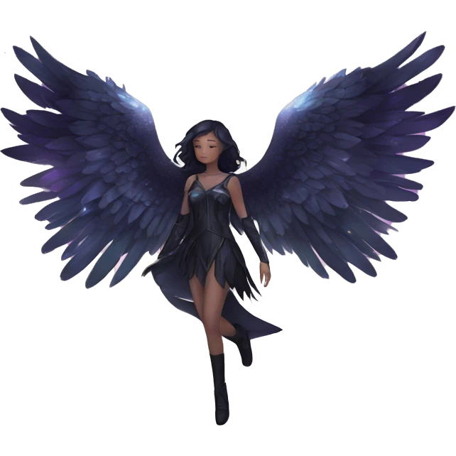 Ethereal galaxy constellation girl angel raven wings black wings arrow emoji