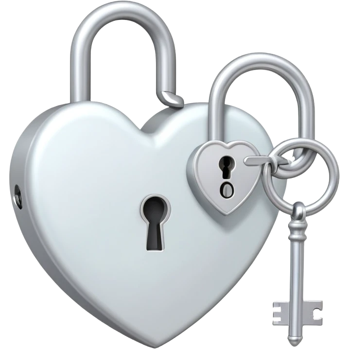 Romantic white silvery Pastel heart-shaped lock and key emoji