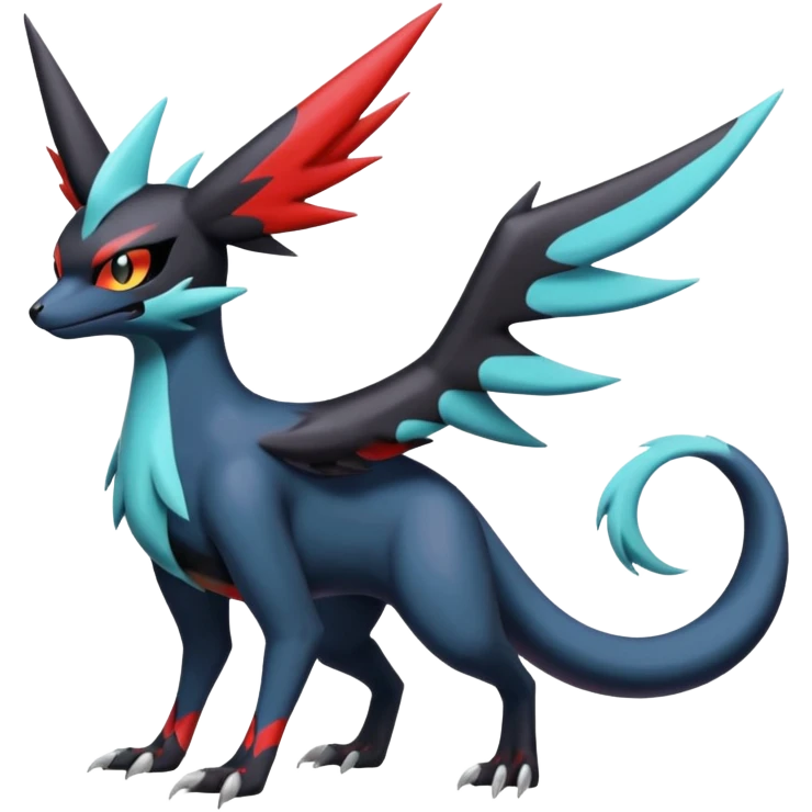 Spooky Evil Shiny Colorful Edgy Badass Cool Nargacuga-Latias-Umbreon-Noibat-Noivern-Silvally-Pokémon-Fakémon-fusion (full body) emoji