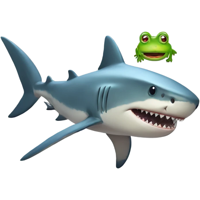Shark with frog pet emoji
