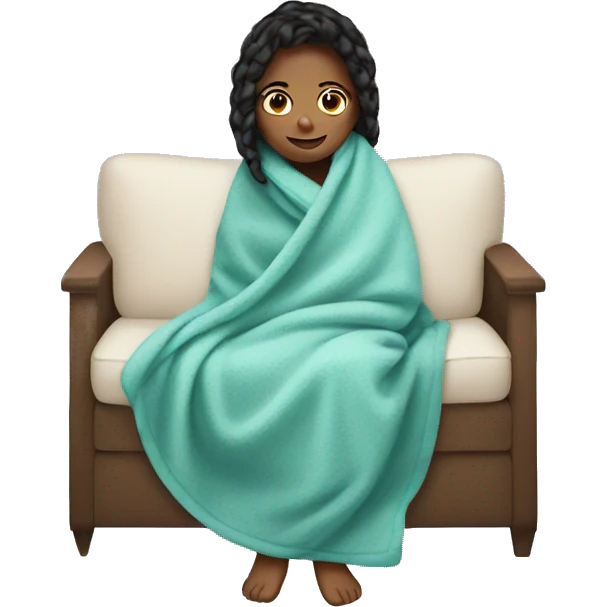 Girl covered by cozy blanket emoji
