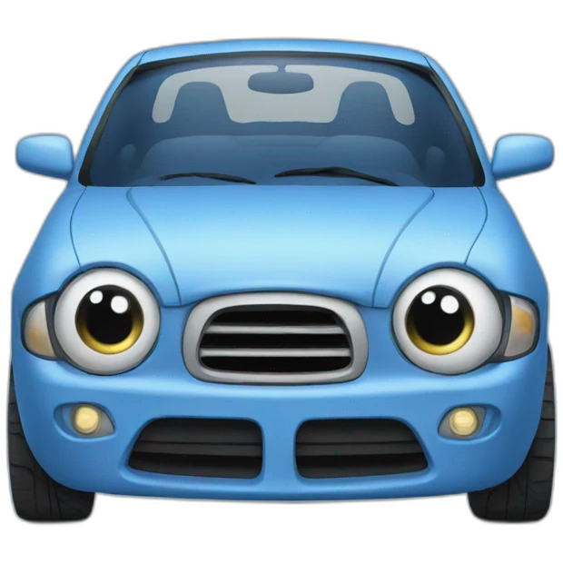 blue car with eyes emoji