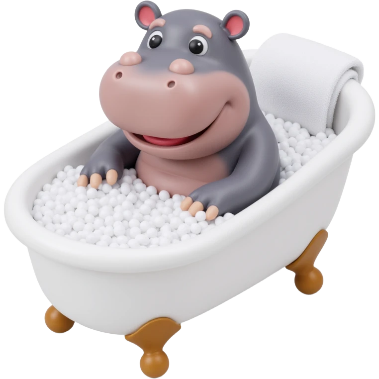 happy hippo with bubbles in bathtub emoji
