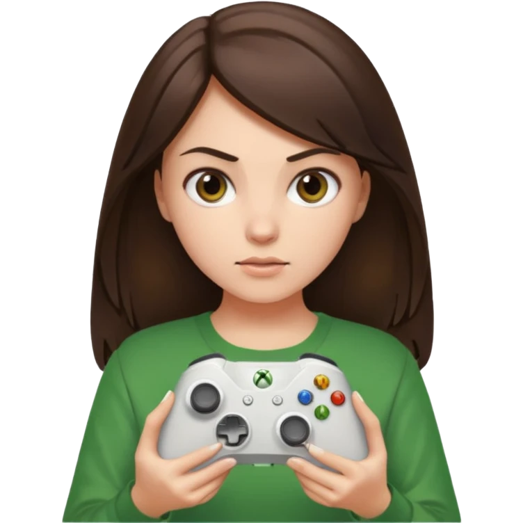 Brunette girl holding Xbox controller  emoji