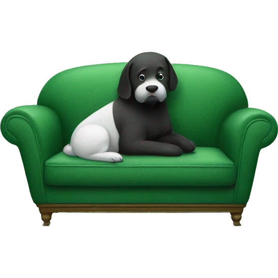 The black and white one on the green couch.  emoji