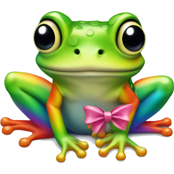 Rainbow frog with bow emoji