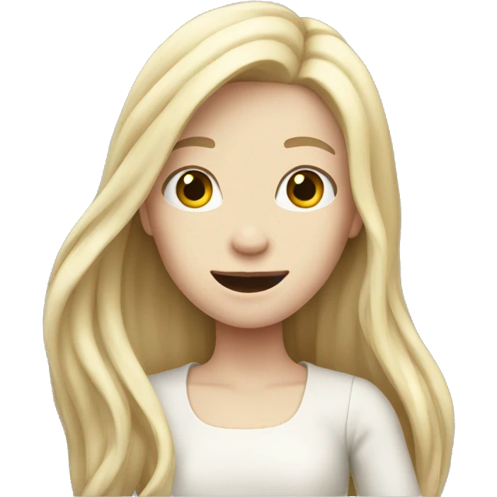 Pale girl with long hair waving emoji