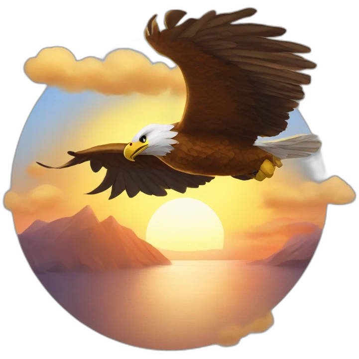 Aigle devant un coucher de soleil emoji